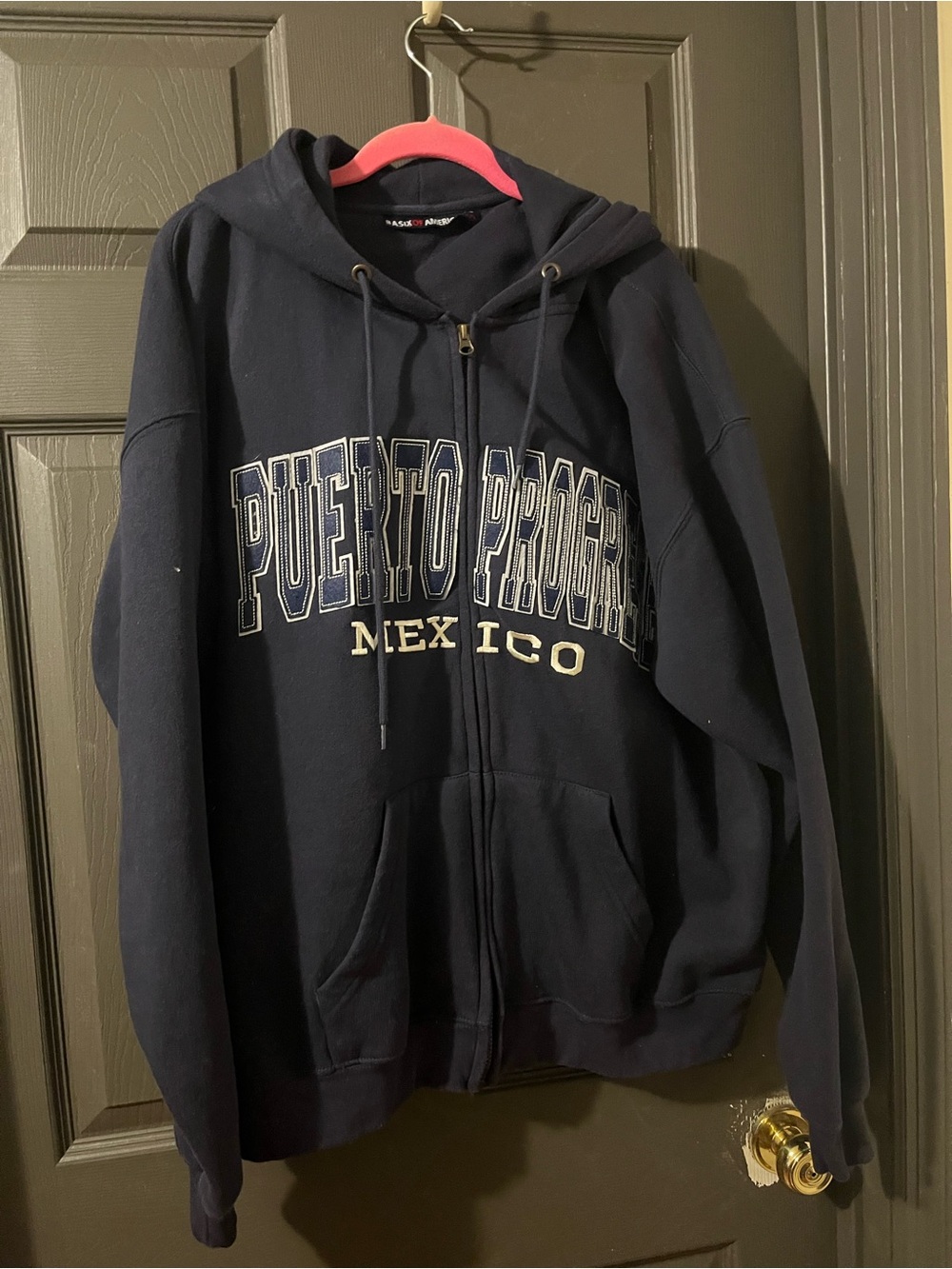 Puerto Progreso Mexico Navy Zip-Up Hoodie